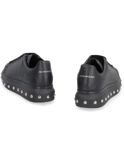 Shop Alexander Mcqueen Larry Leather Sneakers In Black