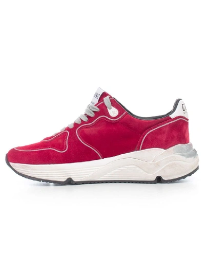 Shop Golden Goose Running Sneakers In Red Suede Silver Star