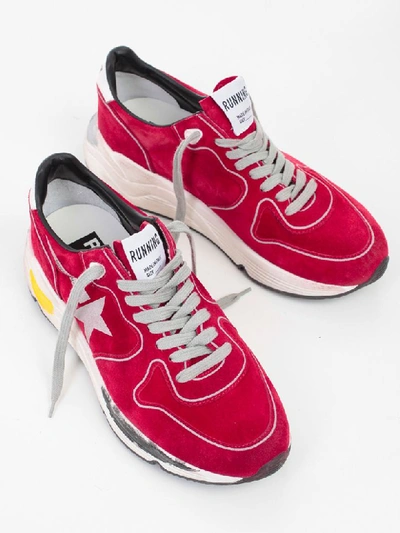 Shop Golden Goose Running Sneakers In Red Suede Silver Star