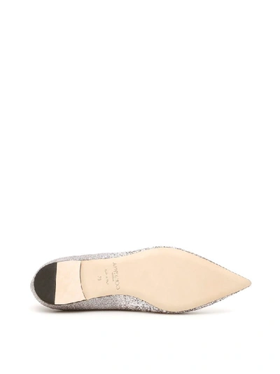 Shop Jimmy Choo Glitter Love Flat Ballerinas In Light Lilac (gold)