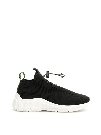 Shop Miu Miu Running Sneakers In Nero Verde Fluo (black)