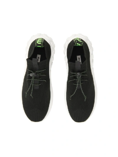 Shop Miu Miu Running Sneakers In Nero Verde Fluo (black)