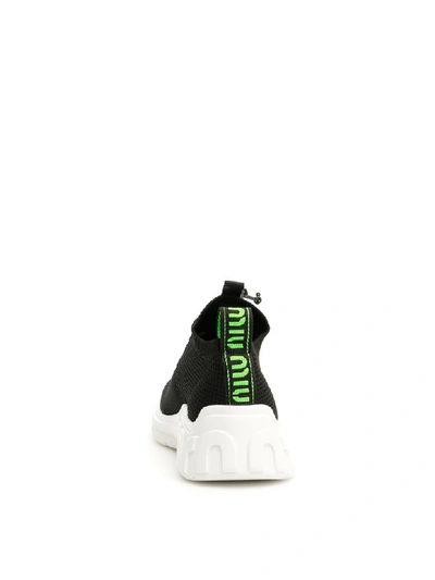 Shop Miu Miu Running Sneakers In Nero Verde Fluo (black)