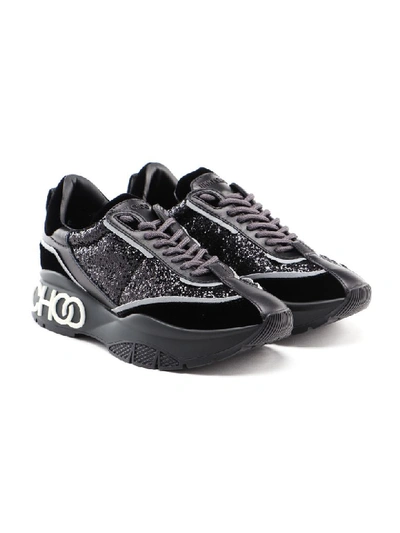 Shop Jimmy Choo Velvet Galactic Sneaker In Black Mix