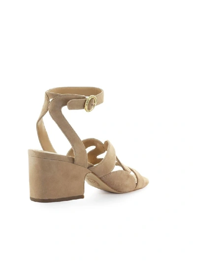 Shop Michael Kors Annalee Mid Beige Suede Sandal In Sahara