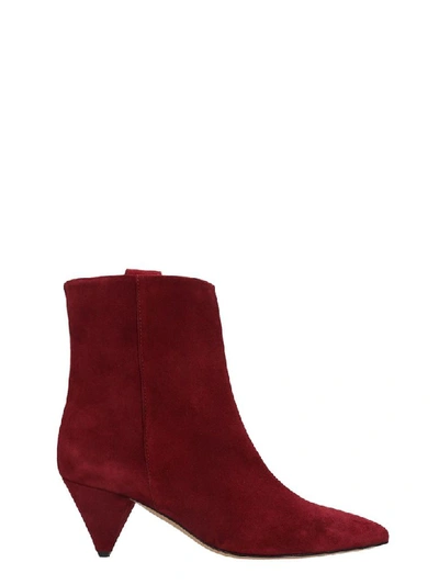 Shop The Seller High Heels Ankle Boots In Bordeaux Suede