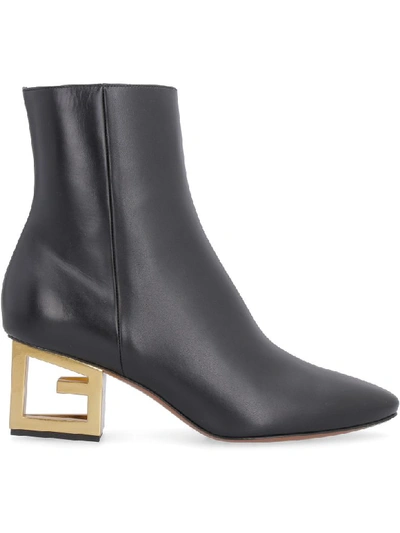 Shop Givenchy Triangle Leather Pointy-toe Ankle-boots In Black