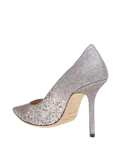 Shop Jimmy Choo Decollete Love 100 In Lilac Color Glittery Fabric