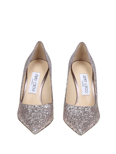 Shop Jimmy Choo Decollete Love 100 In Lilac Color Glittery Fabric