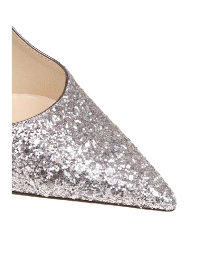 Shop Jimmy Choo Decollete Love 100 In Lilac Color Glittery Fabric