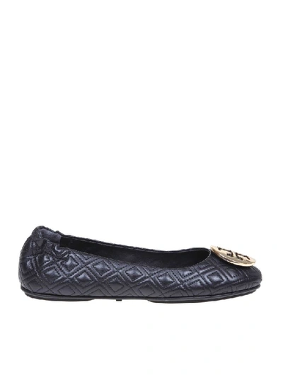 Shop Tory Burch Minnie Ballerina In Quilted Leather In Black