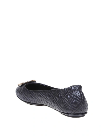 Shop Tory Burch Minnie Ballerina In Quilted Leather In Black