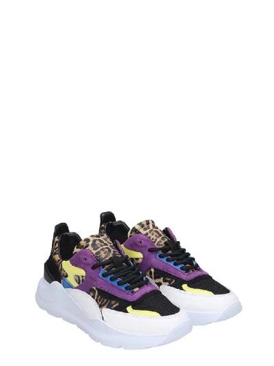 Date Multicolor Fuga Leopard Mesh & Suede Sneaker In Animalier