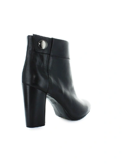 Shop Fiori Francesi Black Leather Ankle Boots With Button In Nero