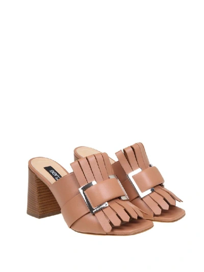 Shop Sergio Rossi Leather Sandal Color Leather In Tan