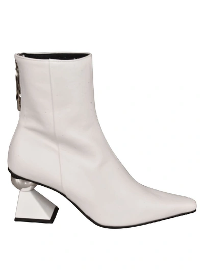Yuul Yie Amoeba Glam Heel Boots In White Smooth Leather In Bianco