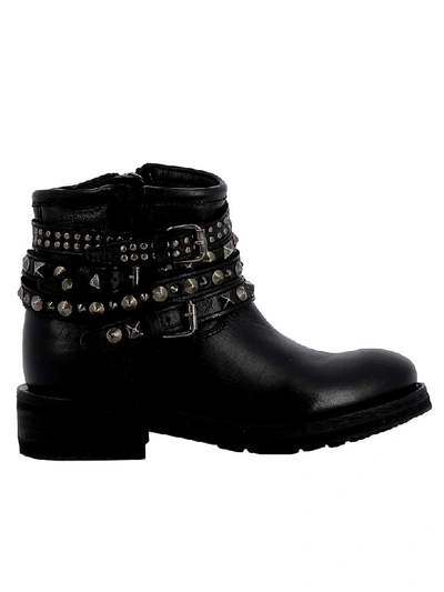 Shop Ash Black Leather Ankle Boots