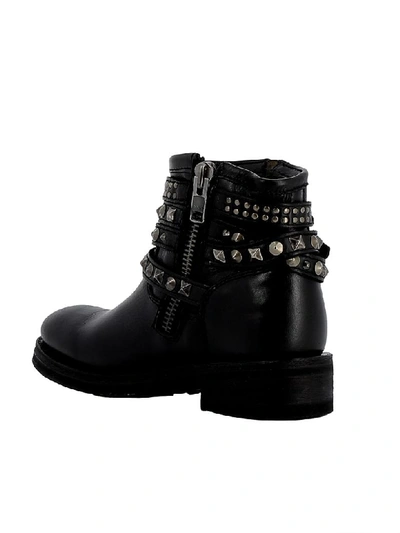 Shop Ash Black Leather Ankle Boots