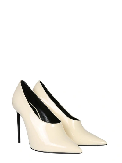 Shop Saint Laurent Teddy Pumps In Bianco