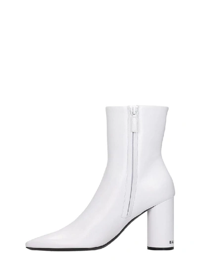 Shop Balenciaga High Heels Ankle Boots In White Leather