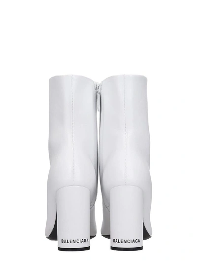 Shop Balenciaga High Heels Ankle Boots In White Leather