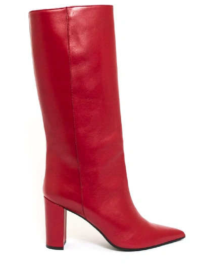 Shop Aldo Castagna Iris Boot In Red Leather In Rosso