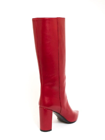 Shop Aldo Castagna Iris Boot In Red Leather In Rosso