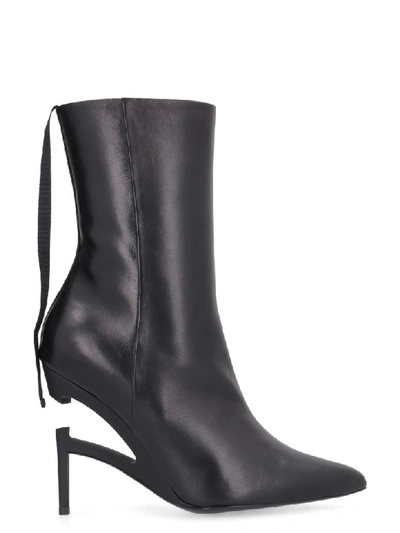 Shop Ben Taverniti Unravel Project Leather Pointy-toe Ankle-boots In Black