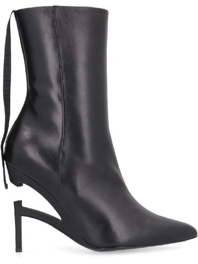 Shop Ben Taverniti Unravel Project Leather Pointy-toe Ankle-boots In Black