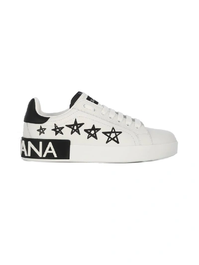 Shop Dolce & Gabbana Classic Logo Stars Sneakers In White