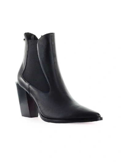 Shop Pinko Endine Black Leather Texan Bootie In Black (black)