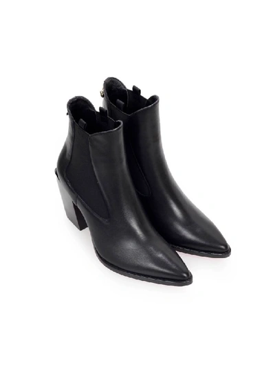 Shop Pinko Endine Black Leather Texan Bootie In Black (black)