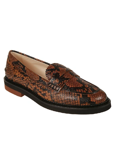 Shop Tod's Snake Print Loafers In Black