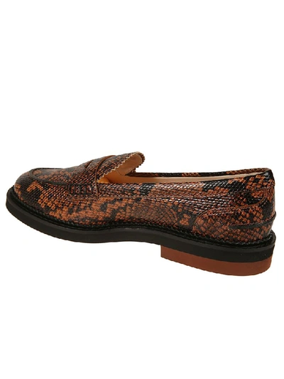 Shop Tod's Snake Print Loafers In Black