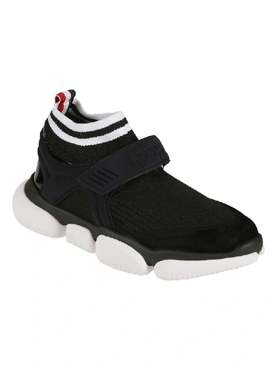 Shop Moncler Logo Stamped Sock Sneakers In Black