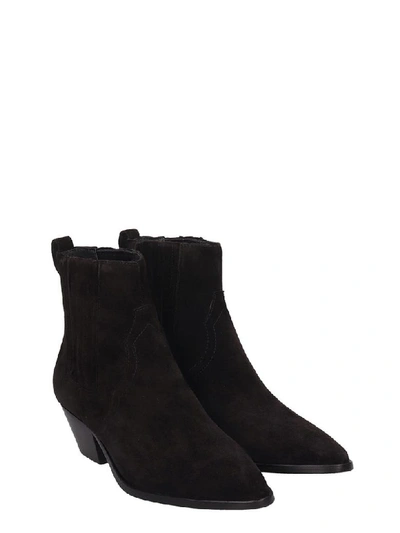 Shop Ash Future High Heels Ankle Boots In Grey Suede