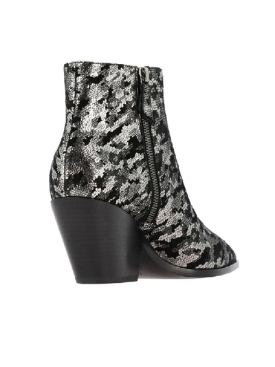 Shop Casadei Ankle Boots In Animal-effect Metallic Suede In Silver