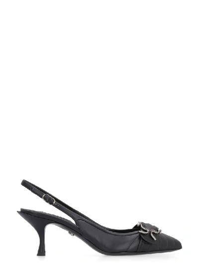 Shop Dolce & Gabbana Leather Pointy-toe Slingback In Black