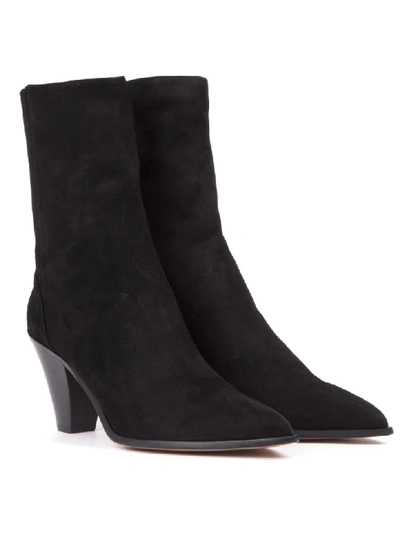 Shop Aquazzura Black Suede Saint Honore Ankle Boots