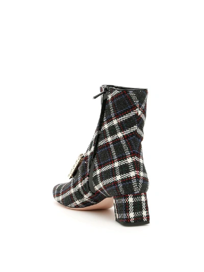 Shop Roger Vivier Tartan Tres Vivier Booties In Catrame Nero (white)