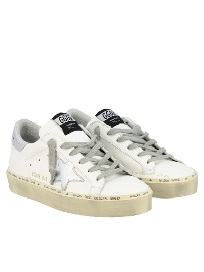 Shop Golden Goose Leather Sneakers With Star In White