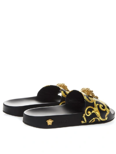 Shop Versace Black Sandals With Medusa Detail