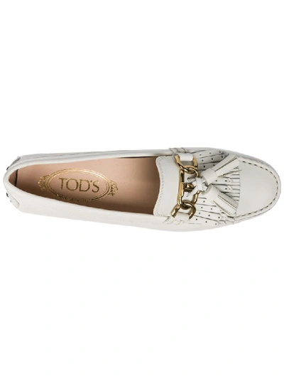 Shop Tod's Doppia T Moccasins In Bianco