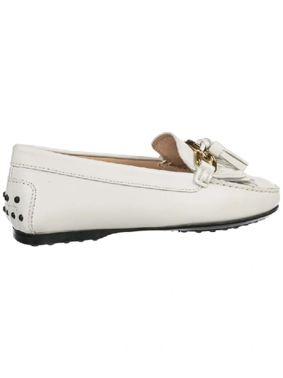 Shop Tod's Doppia T Moccasins In Bianco