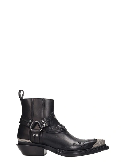 Shop Balenciaga Santiag Herness Texan Ankle Boots In Black Leather
