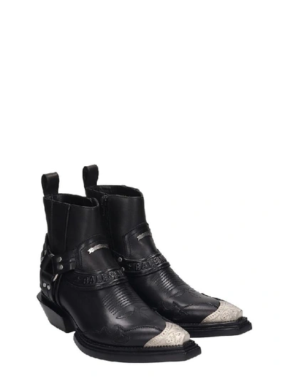 Shop Balenciaga Santiag Herness Texan Ankle Boots In Black Leather