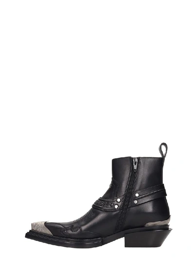 Shop Balenciaga Santiag Herness Texan Ankle Boots In Black Leather