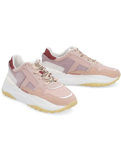 Shop Tod's Nubuck And Leather Sneakers In Pink
