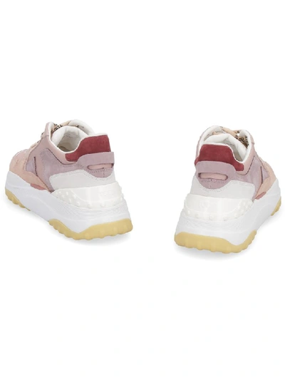 Shop Tod's Nubuck And Leather Sneakers In Pink