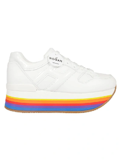 Shop Hogan Rainbow Sole Platform Sneakers In White